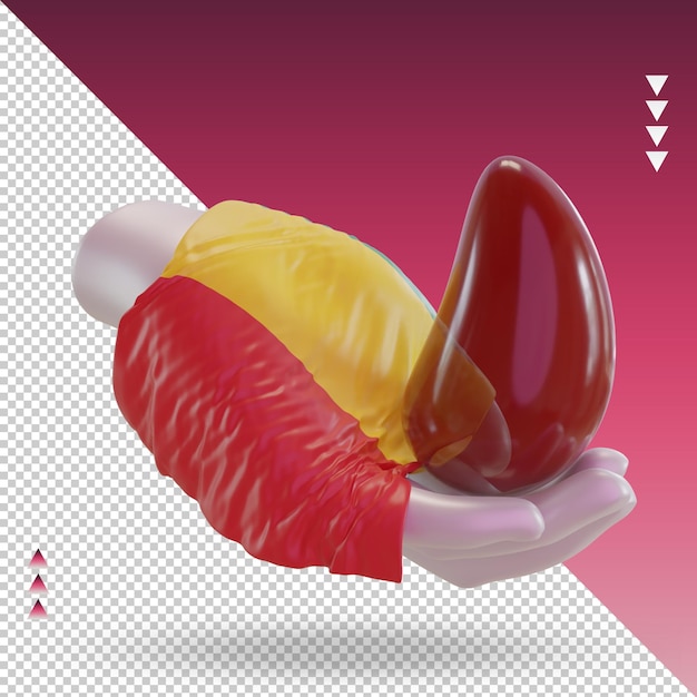 3d dia mundial do doador de sangue bandeira da Guiné-Bissau renderizando a vista esquerda