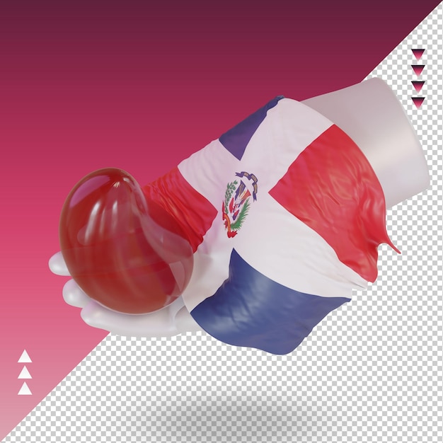 PSD 3d dia mundial do doador de sangue bandeira da república dominicana renderizando a visão correta