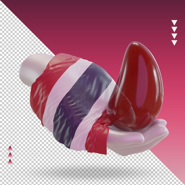 3d dia mundial do doador de sangue bandeira da Tailândia renderizando a vista esquerda
