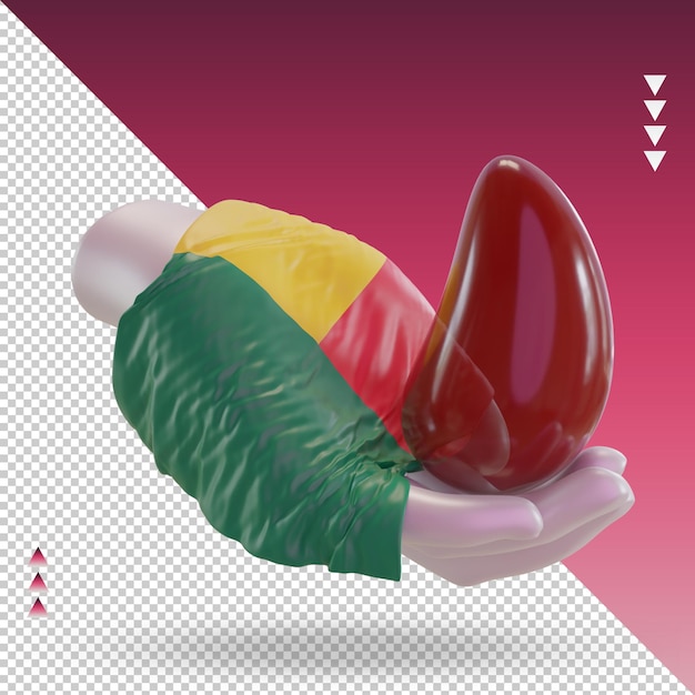 3d dia mundial do doador de sangue bandeira de Benin renderizando a vista esquerda