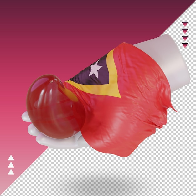 PSD 3d dia mundial do doador de sangue bandeira de timor leste renderizando a visão correta