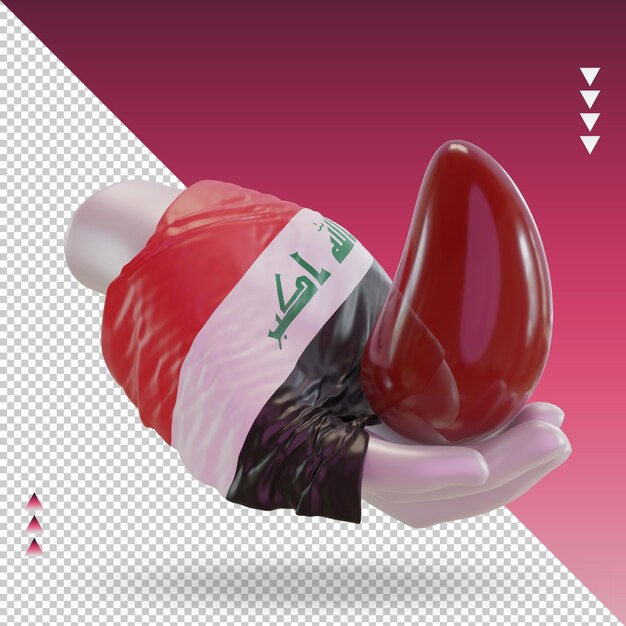 3d dia mundial do doador de sangue bandeira do Iraque renderizando a vista esquerda
