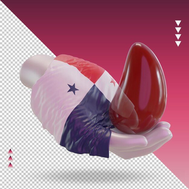 3d dia mundial do doador de sangue bandeira do Panamá renderizando a vista esquerda