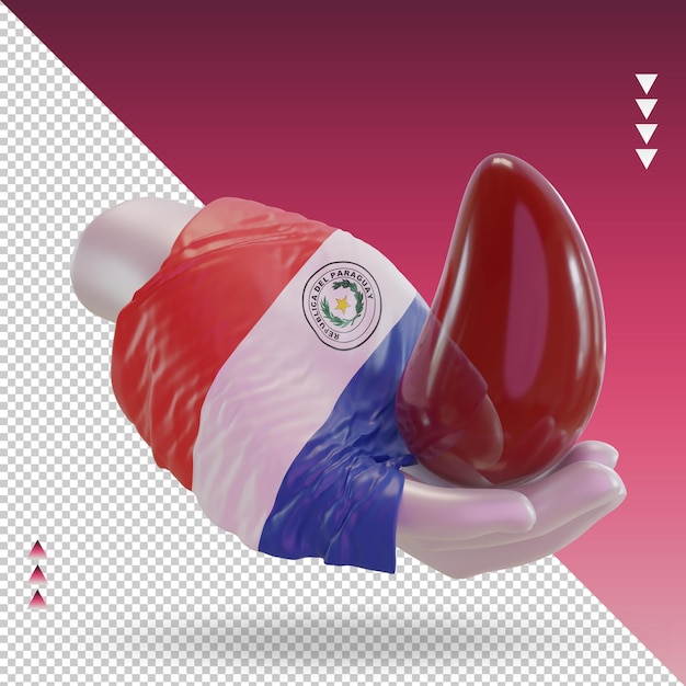 PSD 3d dia mundial do doador de sangue bandeira do paraguai renderizando a vista esquerda