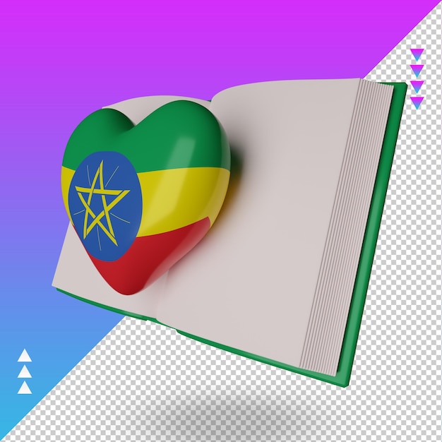 3d dia mundial do livro bandeira da etiópia renderização vista direita