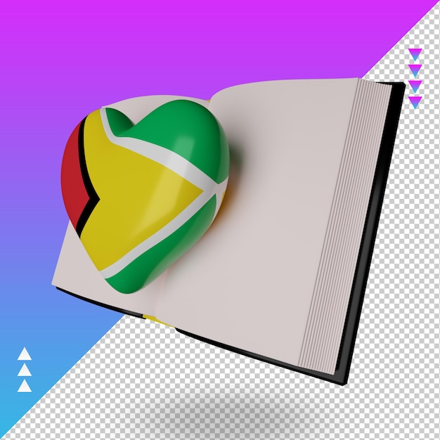 3d dia mundial do livro bandeira da Guiana renderizando a vista direita