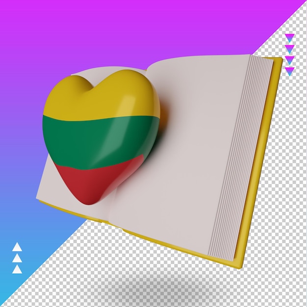 3d dia mundial do livro bandeira da Lituânia renderização vista direita