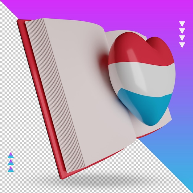 3d dia mundial do livro bandeira de luxemburgo renderizando a vista esquerda