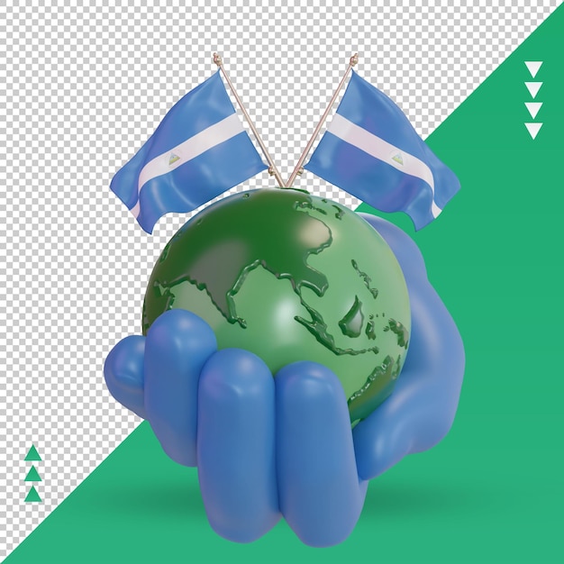 3d dia mundial do meio ambiente bandeira da nicarágua renderização vista frontal