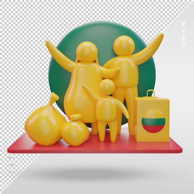 3d dia mundial dos refugiados bandeira da lituânia renderização vista frontal