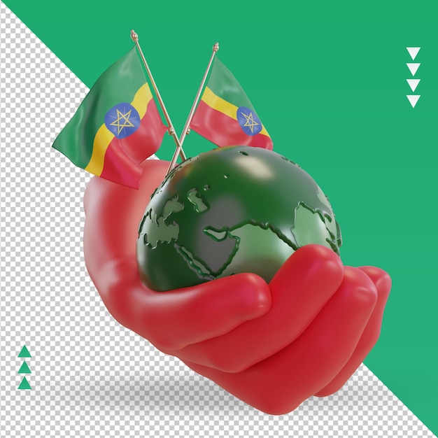 PSD 3d día mundial del medio ambiente bandera de etiopía representación vista izquierda