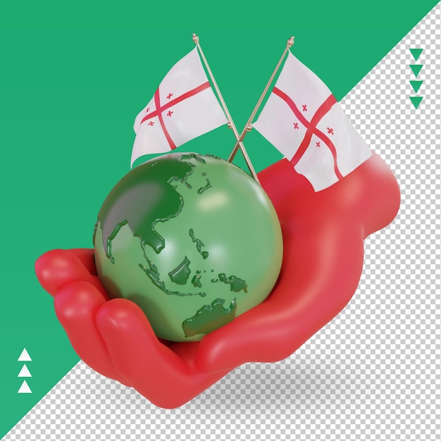 3d día mundial del medio ambiente bandera de georgia representación vista derecha