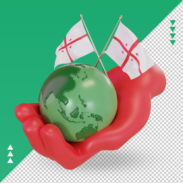 PSD 3d día mundial del medio ambiente bandera de georgia representación vista derecha