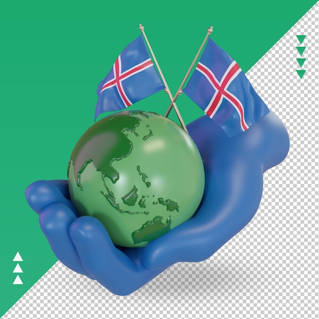 3d día mundial del medio ambiente bandera de islandia representación vista derecha