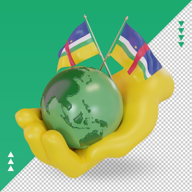 PSD 3d día mundial del medio ambiente bandera de la república centroafricana que representa la vista derecha