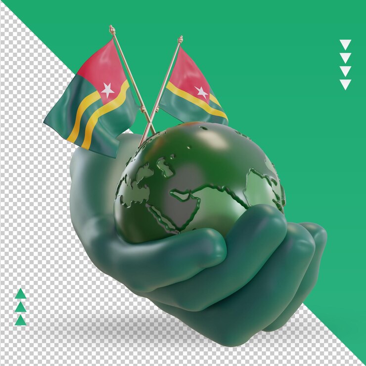 PSD 3d día mundial del medio ambiente togo flag rendering vista izquierda