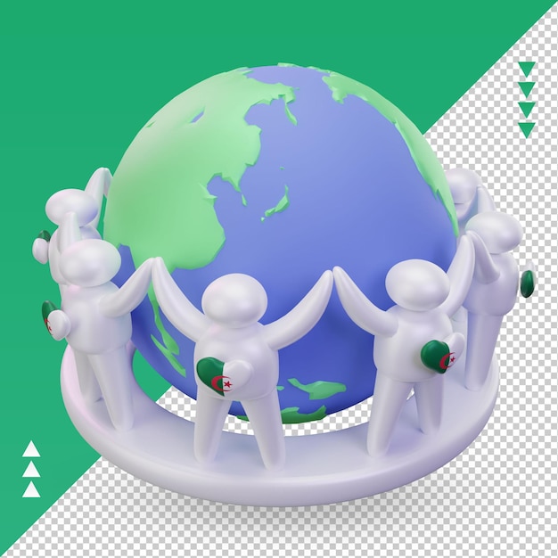 3d día mundial de la población gente bandera de Argelia representación vista derecha