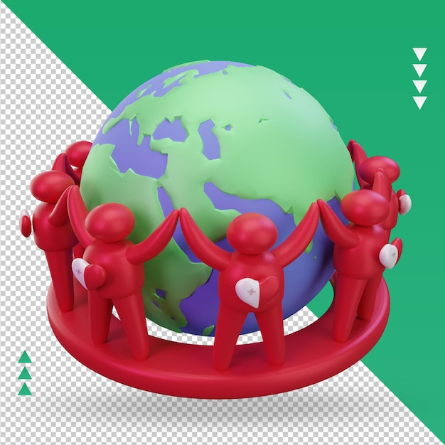 PSD 3d día mundial de la población personas bandera de malta renderizado vista izquierda