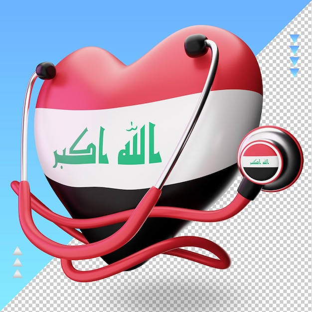 3d día mundial de la salud bandera de irak renderizado vista derecha