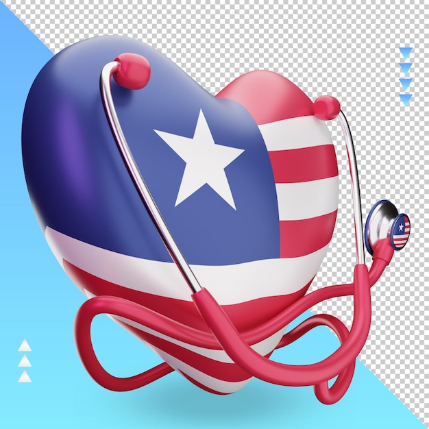 PSD 3d día mundial de la salud bandera de liberia renderizado vista izquierda