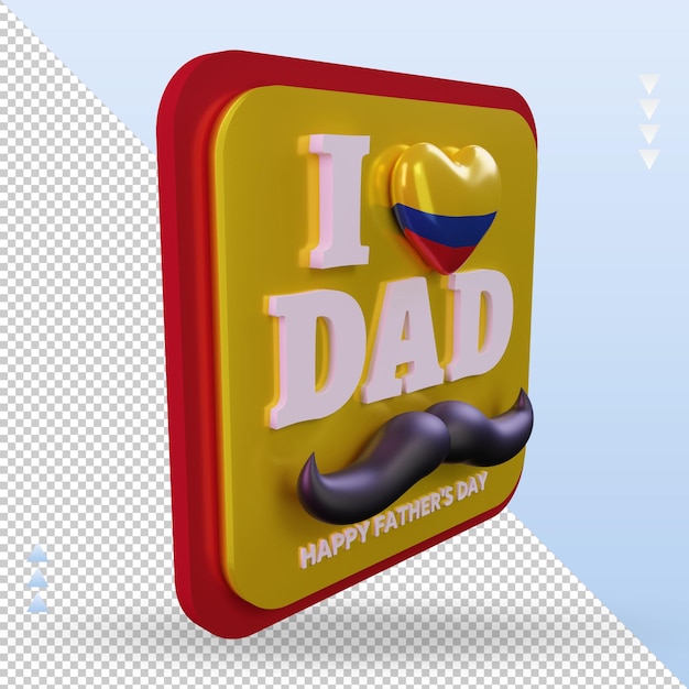 3d día del padre Colombia amor bandera renderizado vista izquierda