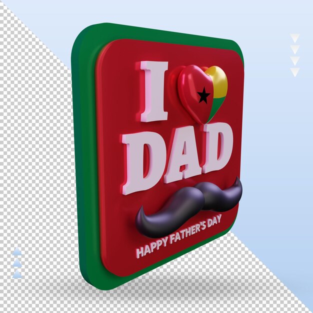 PSD 3d día del padre guinea amor bandera renderizado vista izquierda