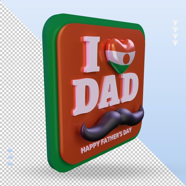 3d día del padre níger amor bandera renderizado vista izquierda