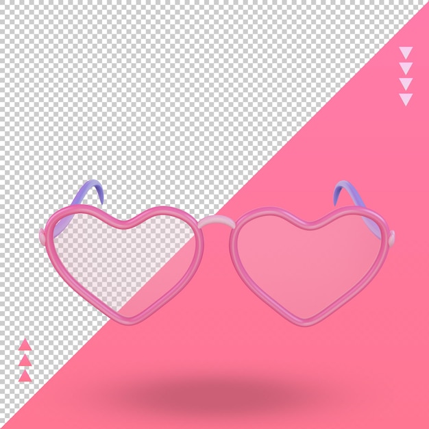 3d Día de San Valentín Gafas icono representación vista frontal