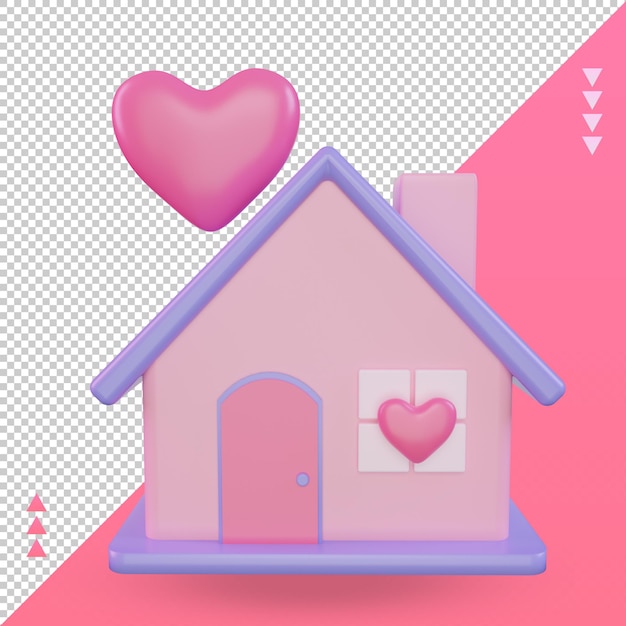3d día de san valentín hogar amor icono representación vista frontal
