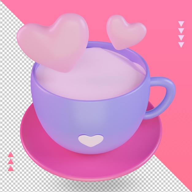 PSD 3d día de san valentín icono de café renderizado vista superior