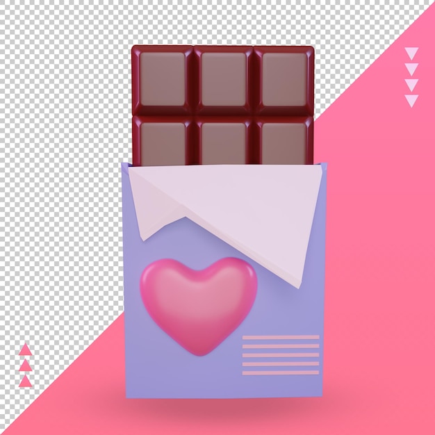 3d día de San Valentín icono de chocolate renderizado vista frontal