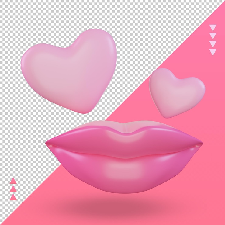 PSD 3d día de san valentín labios amor icono renderizado vista frontal