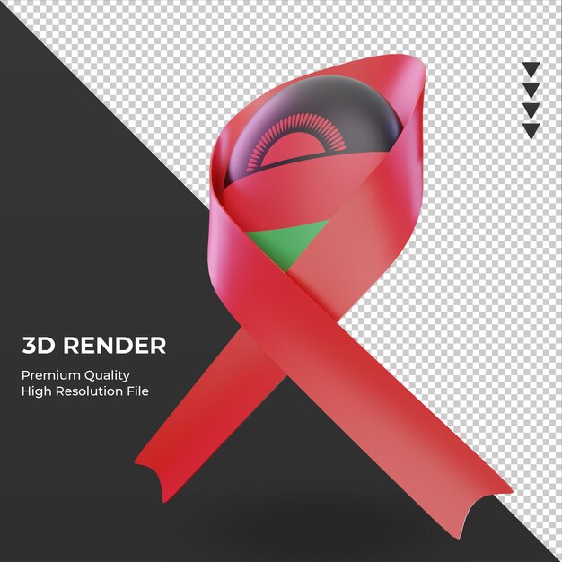 3d día del sida la bandera de malawi renderizado vista derecha