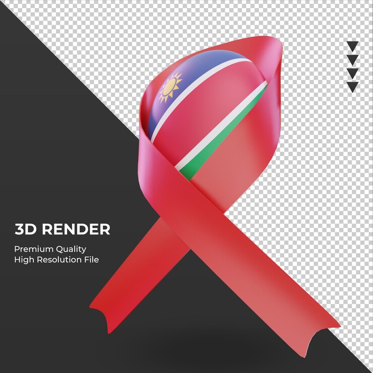 PSD 3d día del sida la bandera de namibia renderizado vista derecha