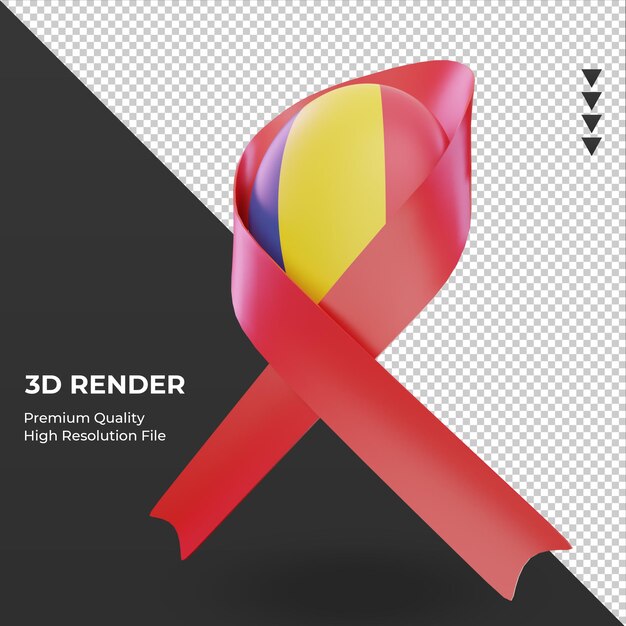 3d día del sida bandera de rumania renderizado vista derecha