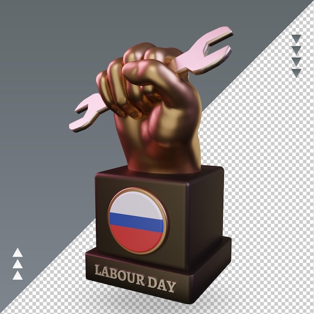 PSD 3d día del trabajo bandera rusa renderizado vista derecha