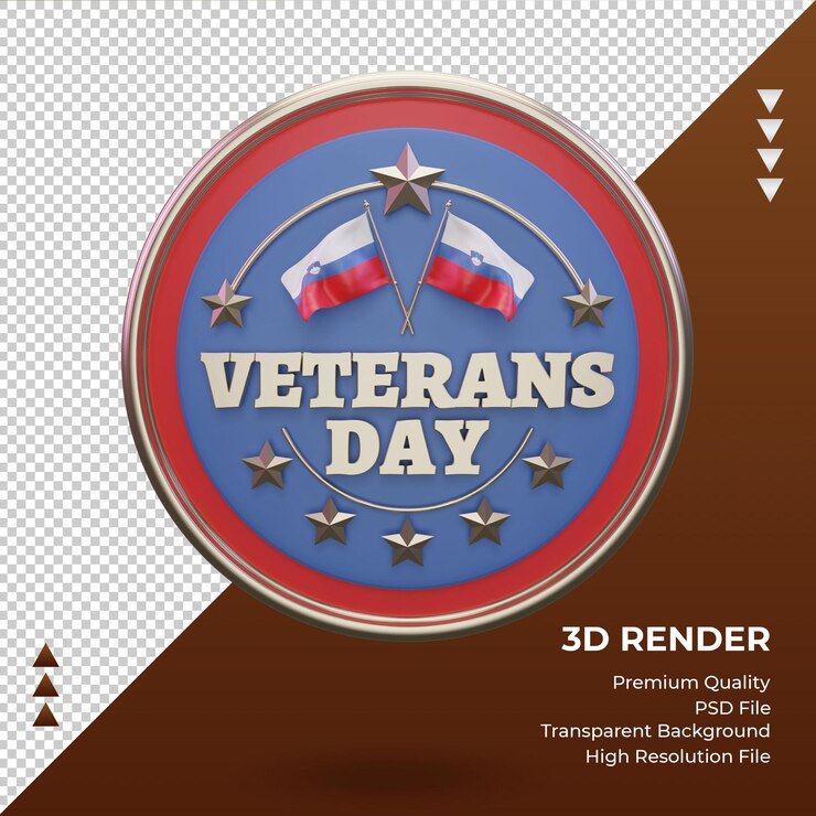 PSD 3d día de los veteranos eslovenia renderizado vista frontal