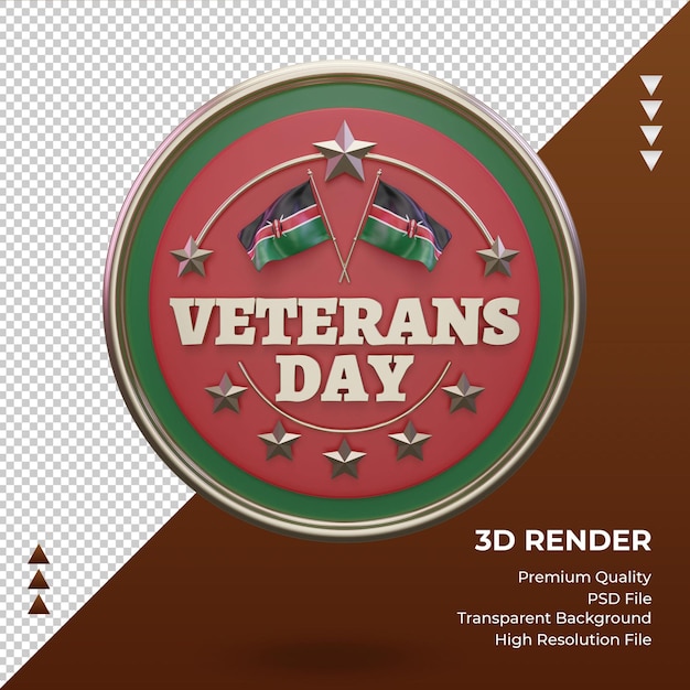 PSD 3d día de los veteranos kenia renderizado vista frontal