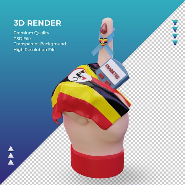 3d Diabetes dia Uganda renderizando a visão certa