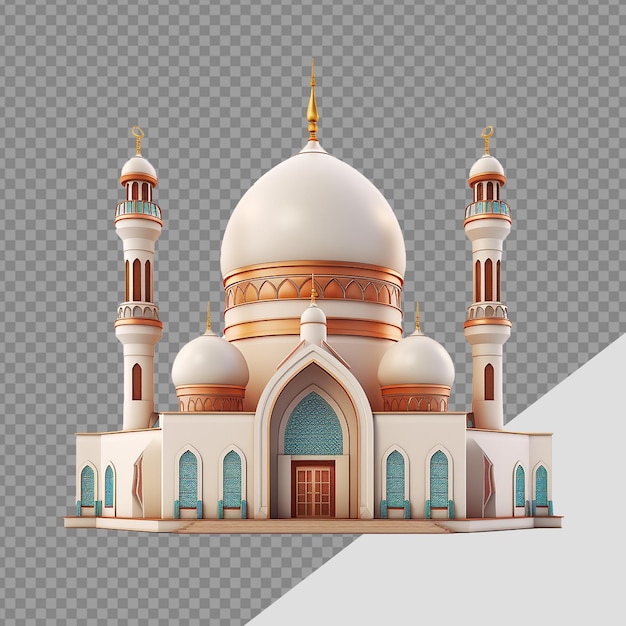PSD 3d dibujos animados mezquita islámica png aislado en fondo transparente