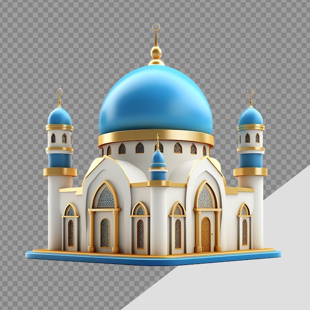 PSD 3d dibujos animados mezquita islámica png aislado en fondo transparente