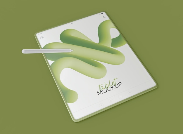 3D-Digitalstift mit Tablet-Bildschirm-Mockup