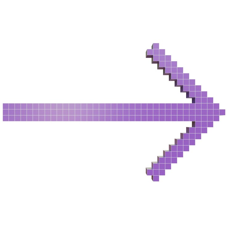 PSD 3d direzione freccia viola freccia destra icona 3d png pixel icone collezione retro voxel illustrazione