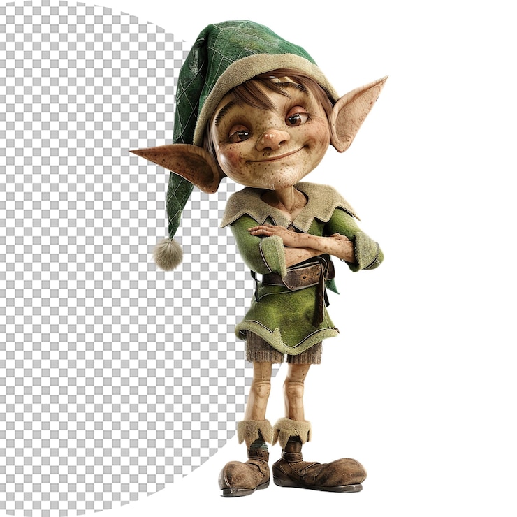 PSD 3d dirty elf en un fondo transparente
