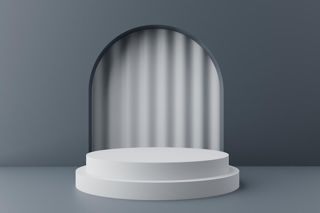 3D-Display-Podium mit Vorhanghintergrund für die Produktpräsentationsszene