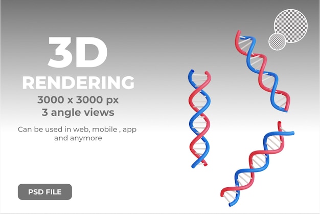 PSD 3d dna ilustração objeto renderizado premium psd