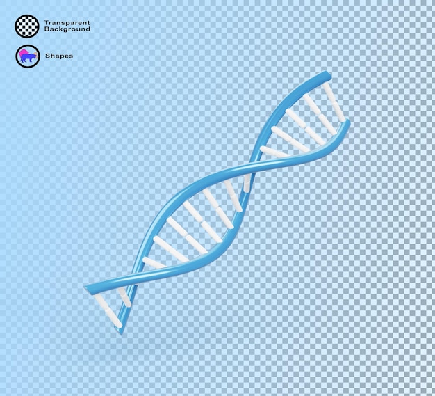 3d-DNA-Strukturmolekül in Form einer Doppelhelix, isoliert auf blauem Hintergrund Cartoon-Rendering-Symbol des DNK-Spiralmodells genetischer Informationsträger für die Molekularbiologie