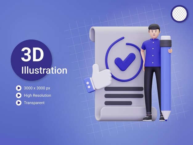 3d documento aprobado ilustración