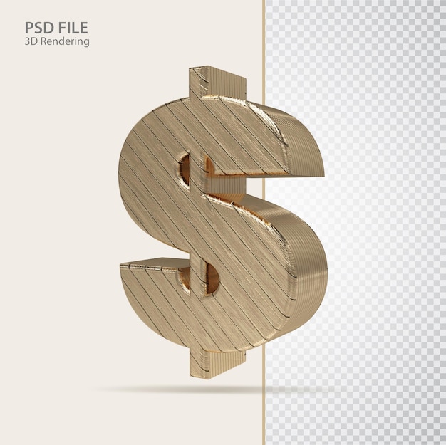 3d dólar de lujo de oro