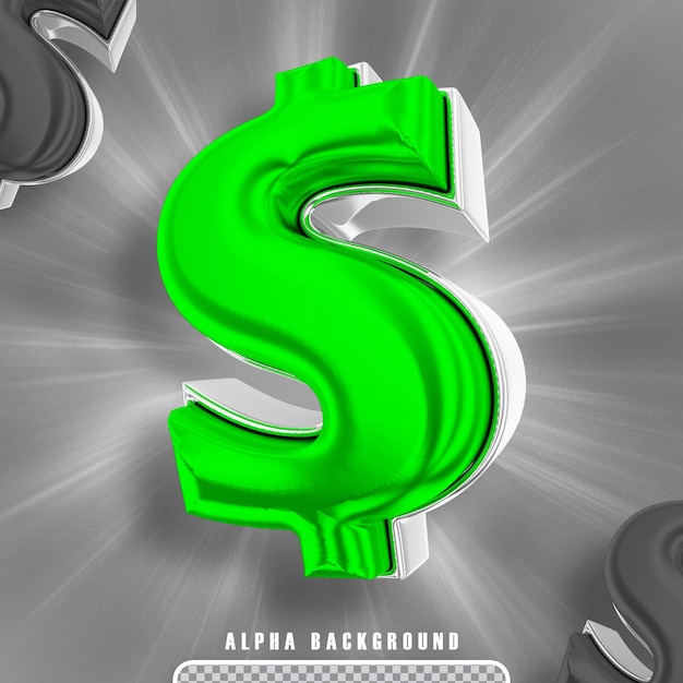 3D-Dollar-Münzensymbol in 3D-Rendering isoliert